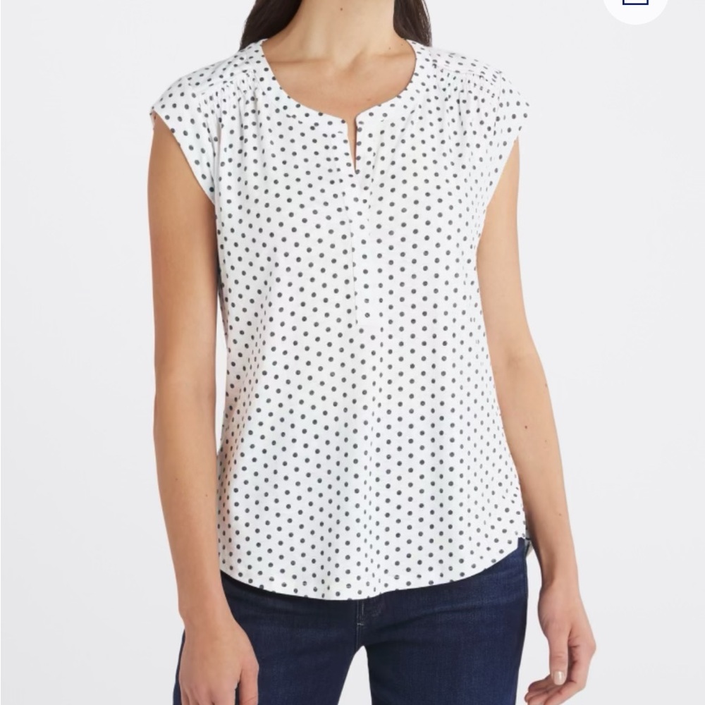 Stitch Fix Daniel Rainn blue Polka Dot Stripe mixed material Women's Top S NEW